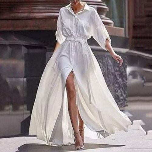 Women's Fashion Long Sleeve Mid-length Temperament  Wedding Guest Dresses
