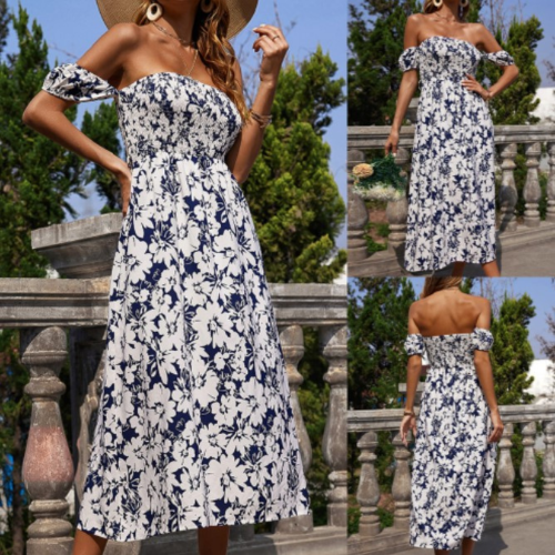 Women's  Sexy Strapless Floral Wedding Guest Dresses
