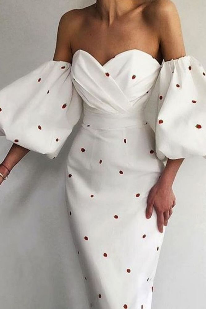 Fashion Strapless Elegant  Printed Slim  Wedding Guest Dresses