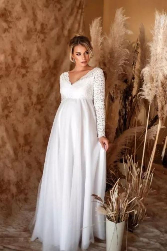 Maternity Off Shoulder Long Sleeve Full Length  Photoshoot Gowns  Dress