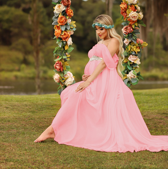 Pregnant  Elegant Vestidos Lace Party Formal  Photoshoot Gowns