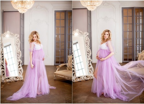 Pregnancy Clothes Tulle Dress Women  Photoshoot Gowns
