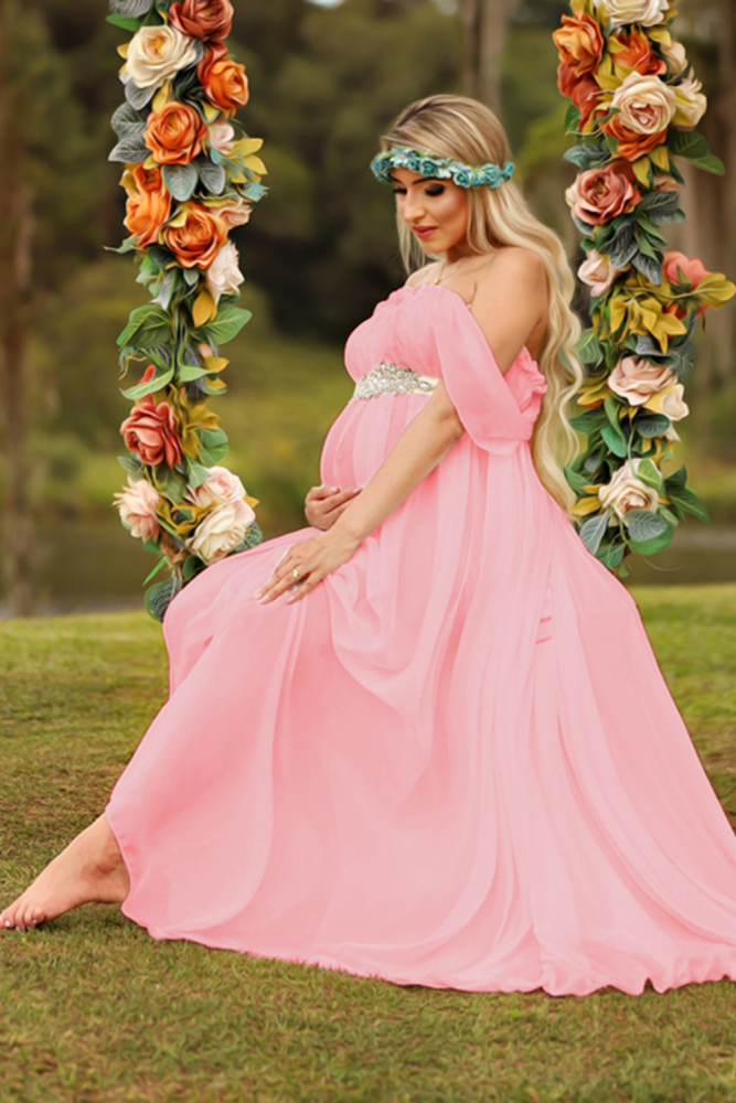 Pregnant  Elegant Vestidos Lace Party Formal  Photoshoot Gowns