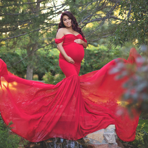 Maternity  Off Shoulder Half Circle Gown shooting  Photoshoot Gowns