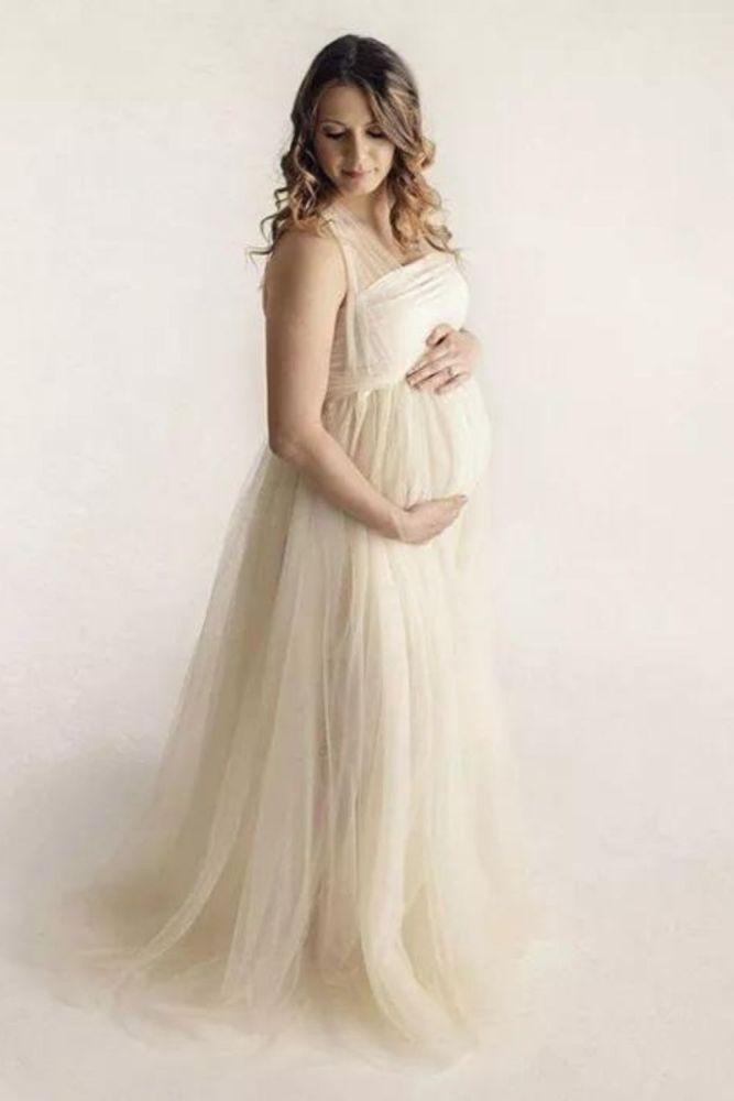Sexy Maternity Dresses Photography Props Elegant Splicing Mesh Dress Women Pregnant Maxi Gown Clothes For Photo Shoots 6 Color