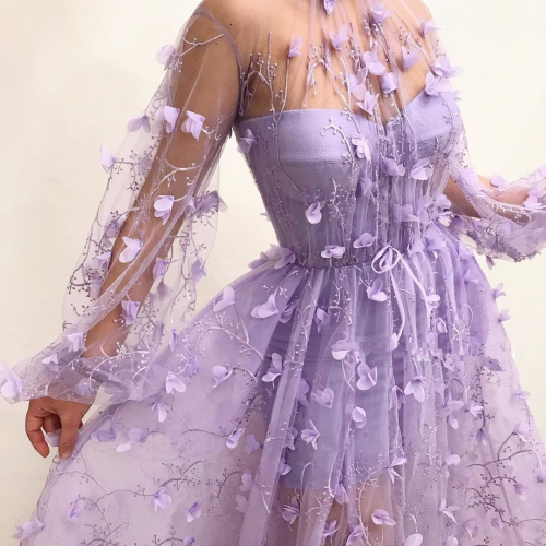 Sexy Mesh Tulle Purple  Wedding Guest Dresses