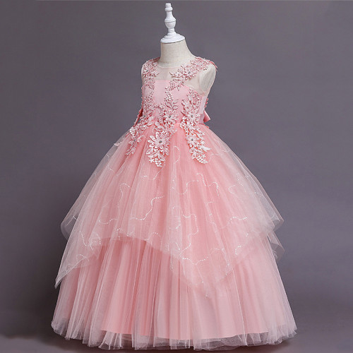 New Sequin Embroidered Elegant Children's Wedding  Girls Princess Dress