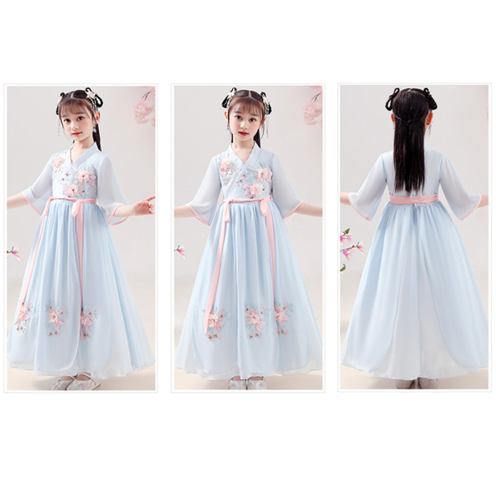 New Traditional Ancient Ethnic Children's Clothing Tang Dynasty Chinese Style Hanfu  Girls Princess Dress