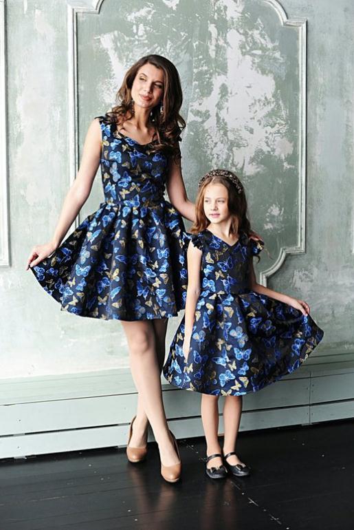 Summer Ruffle Sleeveless Butterfly Print Dress  Mami&MeV-Neck A-Line Skirt