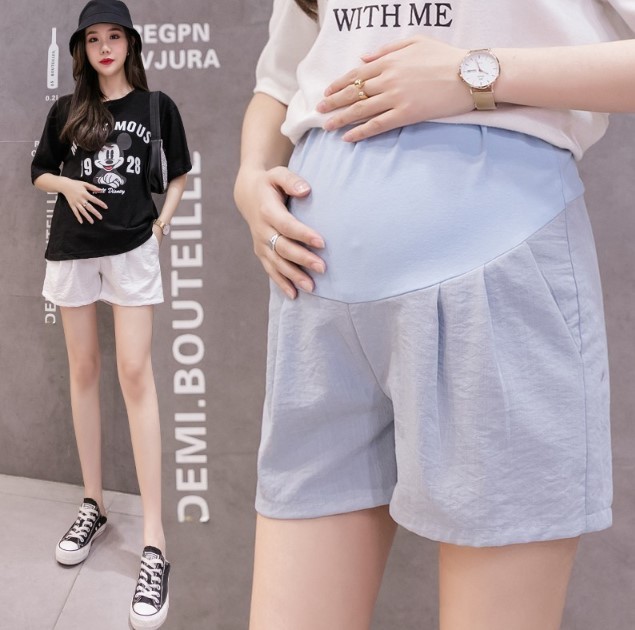 Casual Cotton Linen Maternity Shorts