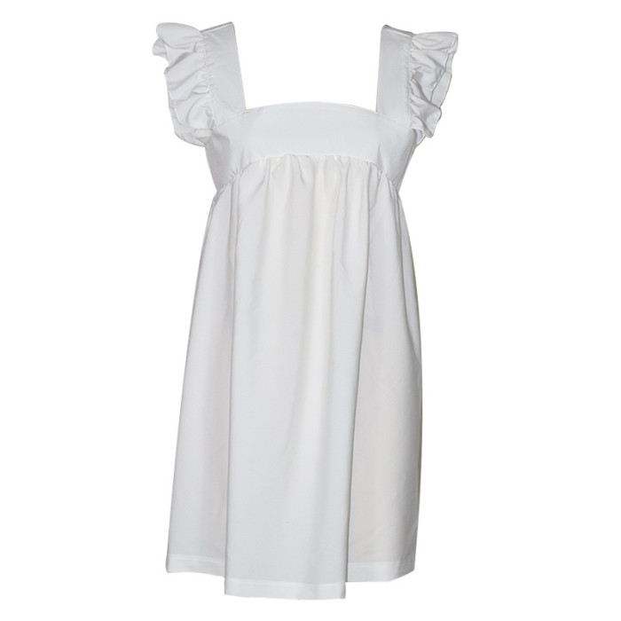 Maternity Elegant Square Collar Puffles Sleeve Solid Mini  Basic Dresses