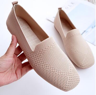 New Women's Shoes Breathable Soft Bottom Camouflage knit  Flat shoes