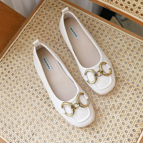 New British Style Metal Buckle Flat shoes