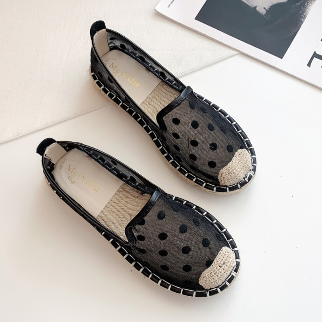 New Woven Bottom Shallow Mouth Mesh Breathable Casual  Flat shoes
