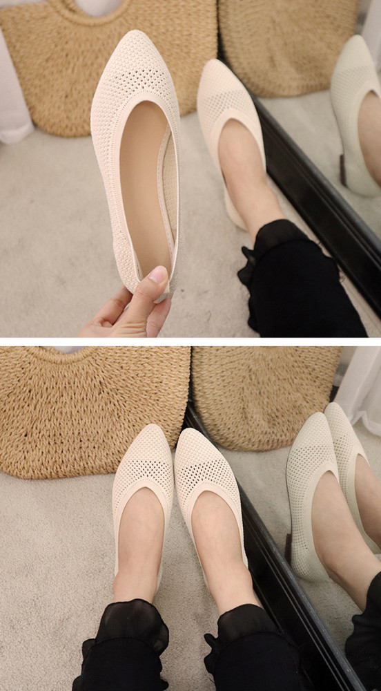Women Mesh Breathable Pointed Toe Ladies Comfort  Flat shoes
