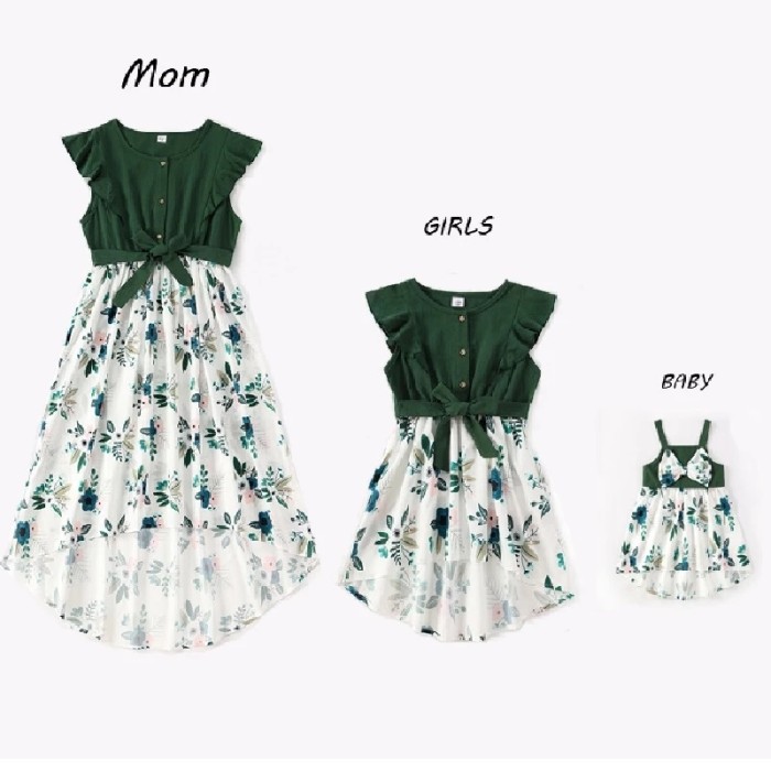 Mom Baby Mommy and Me Clothes Fashion Women Girls Cotton Dress