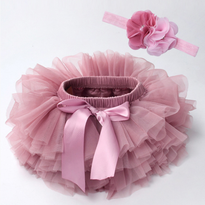 Baby Girls Tulle  Diapers Cover 2pcs Short Skirts+Headband  Baby Photography