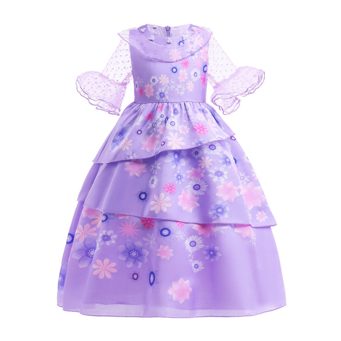 Purple dress fluffy children's lovely skirt Girls Princess Dress