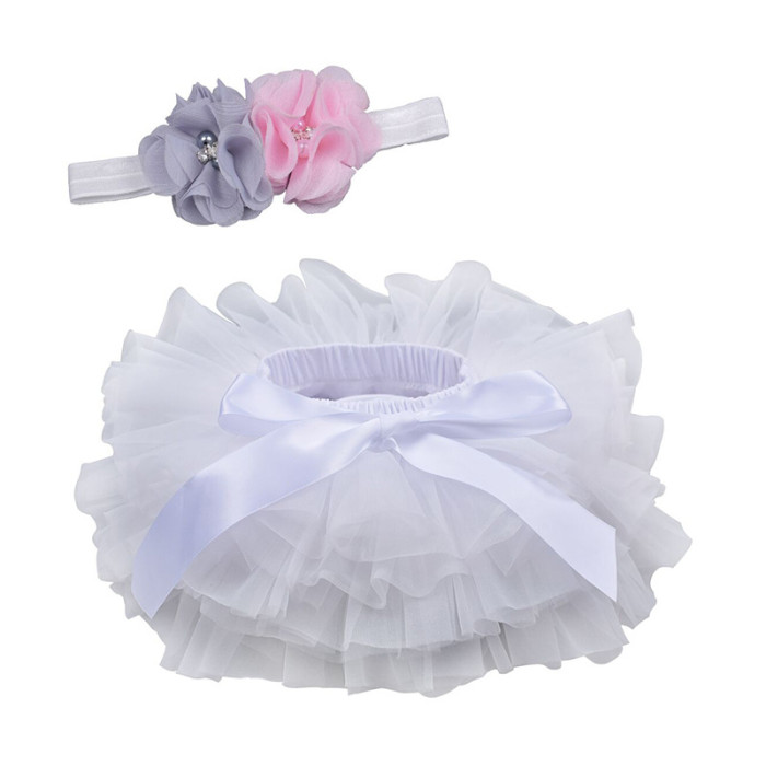 Baby Girls Tulle  Diapers Cover 2pcs Short Skirts+Headband  Baby Photography