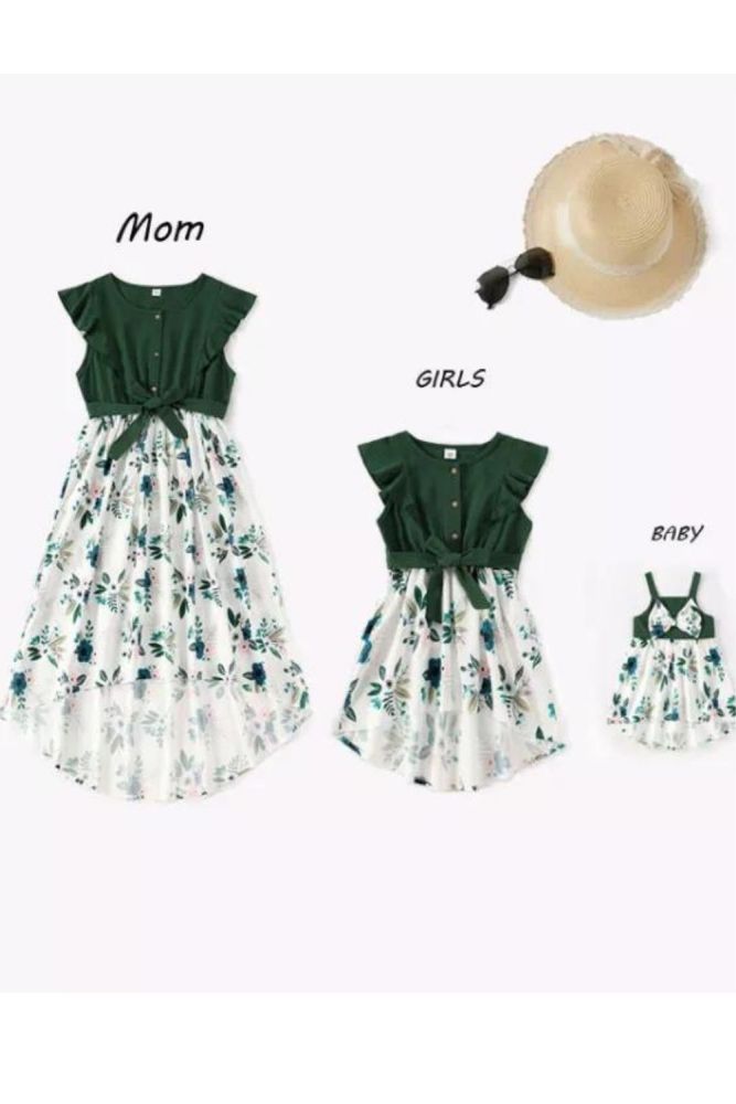 Mom Baby Mommy and Me Clothes Fashion Women Girls Cotton Dress