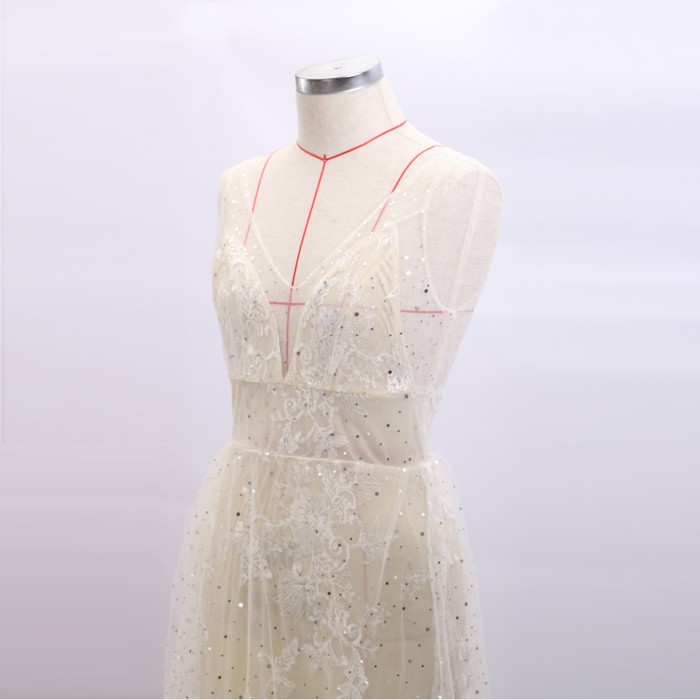 Women Elegant Sexy Lace Floral Backlesss Wedding Guest Dresses