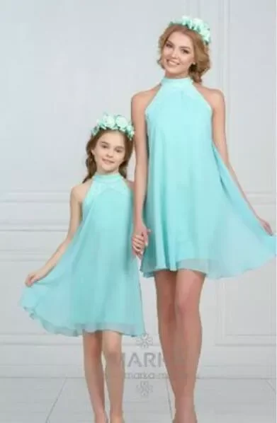 Summer New Chiffon Lace Sleeveless Mother and Daughter Skirt Parent-child Dress