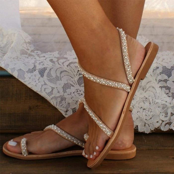Women Fashion Pearl Bohemia Ladies Sandals