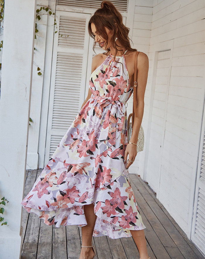 Fashion Print Sling Casual Floral Wedding Guest Dresses