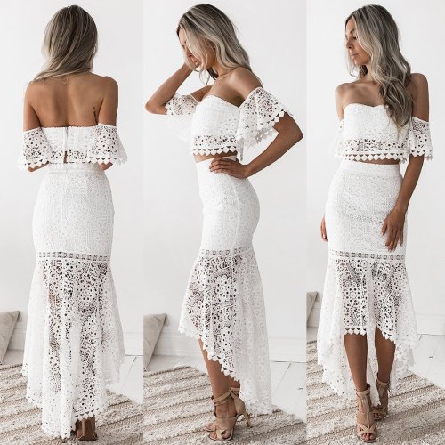 Solid LaceSexy Off Shoulder Wedding Guest Dresses