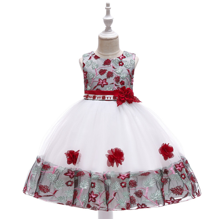 Retro Lace Flower PrincessWedding Costume Gown Flower Girl Dress