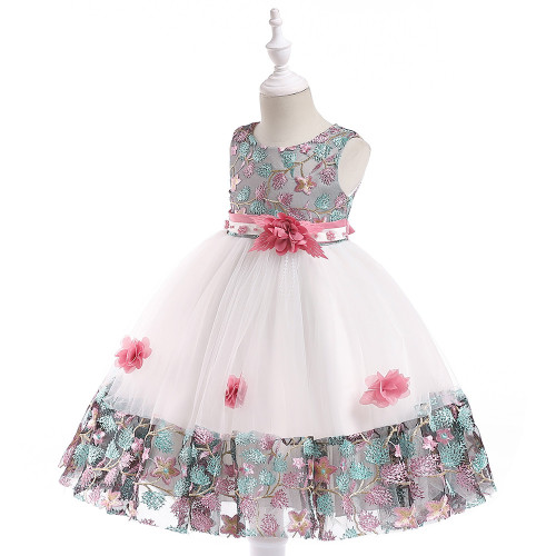 Retro Lace Flower PrincessWedding Costume Gown Flower Girl Dress