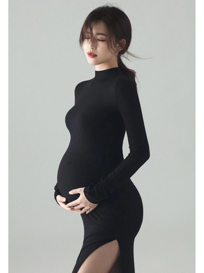New Sexy Black Slim Long Maternity  Photoshoot Gowns Dress