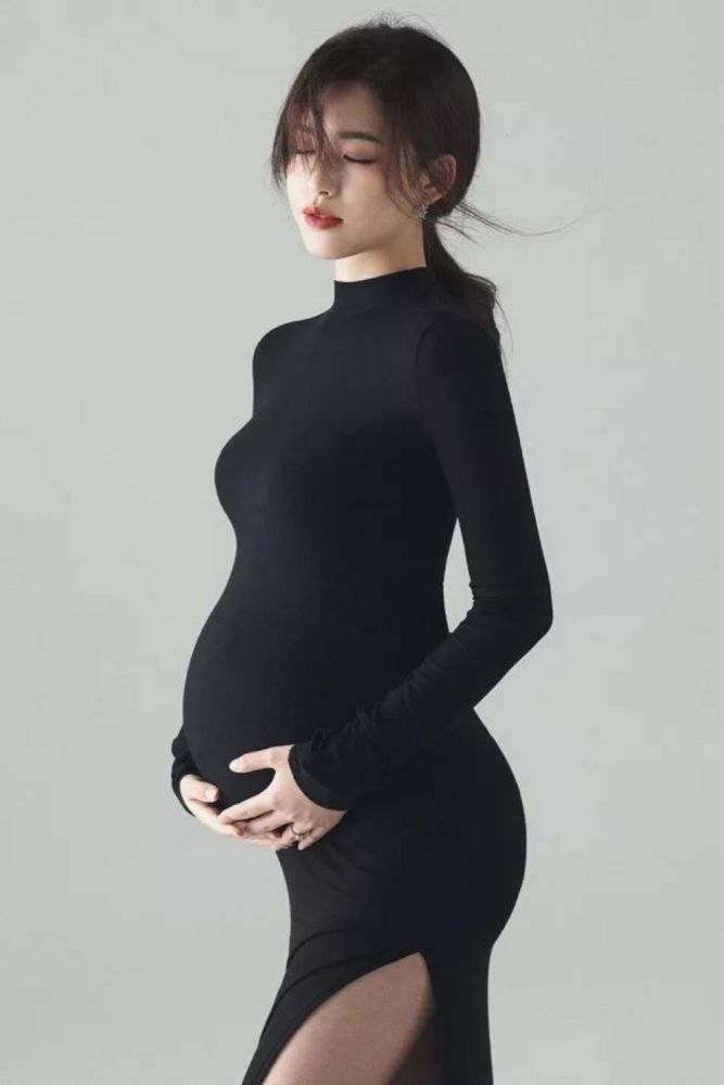 New Sexy Black Slim Long Maternity  Photoshoot Gowns Dress