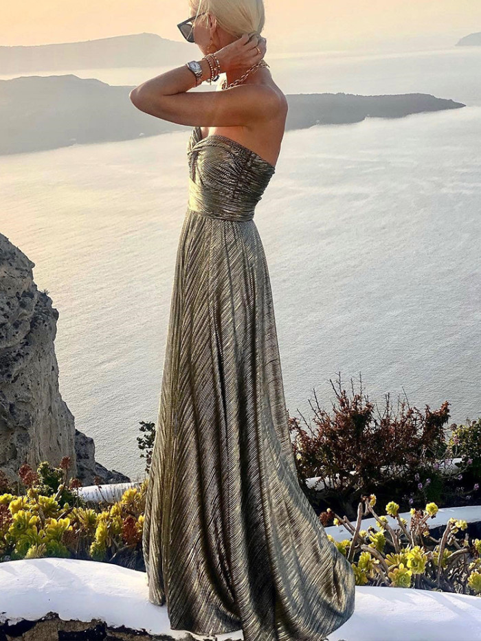 Sexy Twist Strapless Hollow Out Wedding Guest Dresses