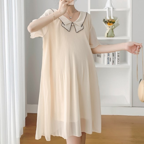 Chiffon Pragnancy Dresses Pleated Maternity Basic Dresses