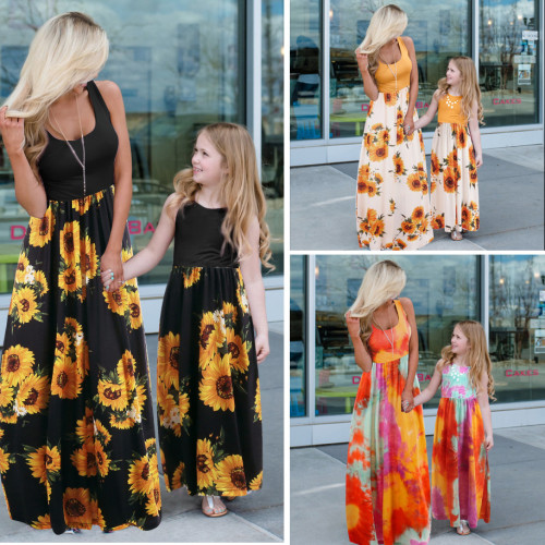 Family Print Swing Fashion Pocket Tank Top Mami&Me  Dress