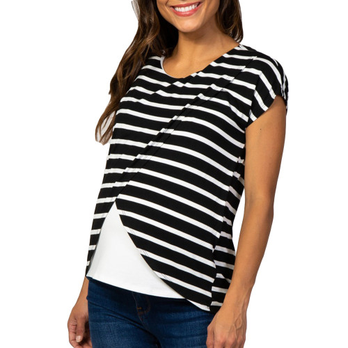 Maternity Solid Color O-Neck Sleeveless Nursing Tops T Shirts