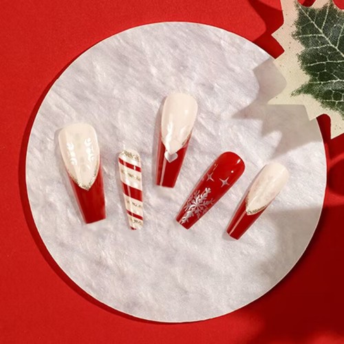 24 Pcs Long Christmas Fake Nails -JP1916