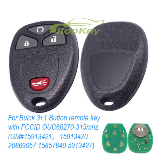 For Buick 3+1 Button remote key with FCCID OUC60270-315mhz