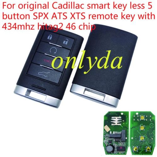 For Cadillac 5 button smart keyless remote key with 315mhz with hitag2 46 chip