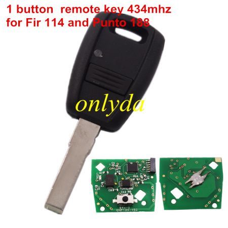 For Fir 114 and Punto 188 1Button remote key with 434mhz in black color ，programmed by Zedfull