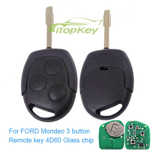 For FORD Mondeo 4D Remote key 4D60 Glass chip 3 Button with 315mhz and 434mhz