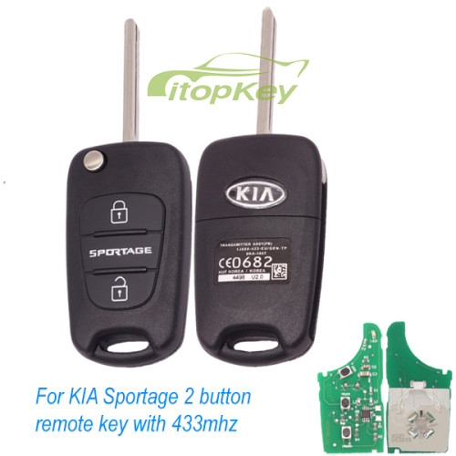 For KIA Sportage 2 button remote key with 433mhz