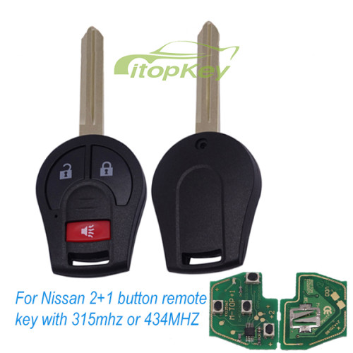 For Nissan 2+1 button remote key with 315mhz/ 433mhz