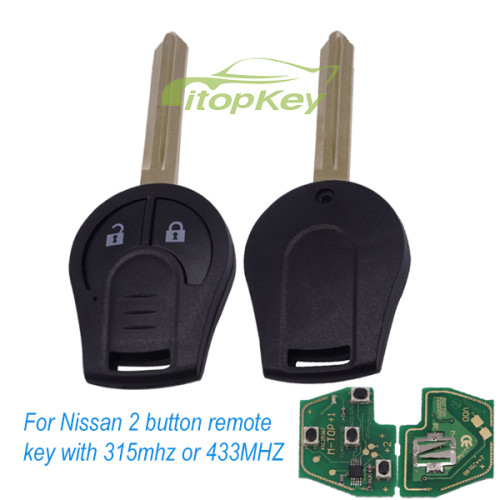 For Nissan 2 button remote key with 315mhz/433mhz