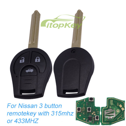 For Nissan 3 button remote key with 315mhz/433MHZ