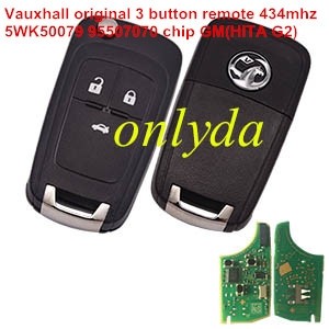 For Vauxhall original 3 button remote key with 434mhz 5WK50079 95507070 chip GM(HITA G2) 7937E chip