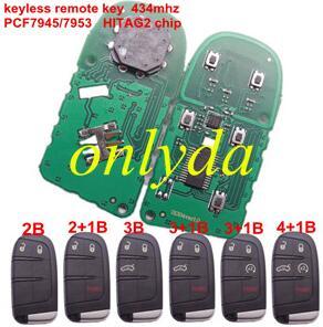 keyless remote key 434mhz- PCF7945/7953 HITAG2 chip with 2/2+1/3/3+1/4+1 button key shell