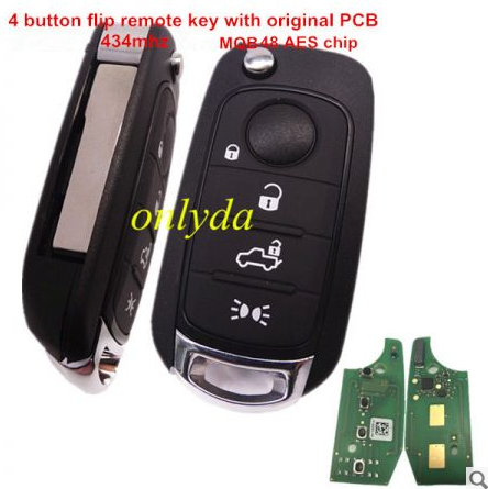 4 button flip remote key 434mhz with MQB 48 AES chip with original PCB and after market keys shell