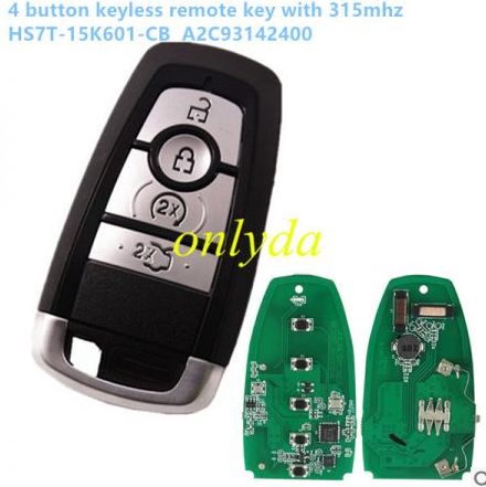 4 button keyless remote key with 315mhz HS7T-15K601-CB A2C93142400 for Ford F-Series 2015-2017